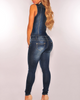 Slim Casual Button Denim Jumpsuit