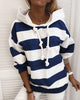 Loose Long-Sleeved Striped Women'S Hooded Sweater