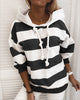 Loose Long-Sleeved Striped Women'S Hooded Sweater