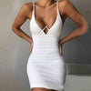 White V-Neck Sexy Sling Tight-Fitting Hip Dress