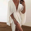 Solid Color Sexy White V-Neck Dress