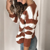 Long Sleeve Knit Casual V-Neck Striped Sweater