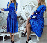Women'S Solid Color Round Neck Long Sleeve Dress