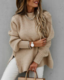 Women Solid Color High-Necked Knit Sweater
