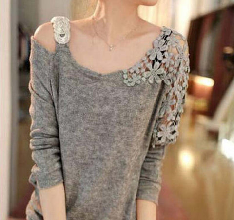 Fashion pattern embroidery round neck sweater