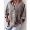 Solid Color V-Neck Long-Sleeved Shirt