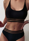 Sexy Solid Color Two Piece Sling Bikini Swimsuit
