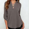 V-Neck Long-Sleeved Chiffon Shirt