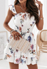 Women'S White Floral Sleeveless Dress