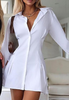 Long Sleeve Solid Color White Dress