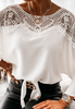 Loose Chiffon Long Sleeve Panel Lace Shirt