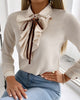 Fashion Bowknot Long Sleeve Chiffon Shirt Top