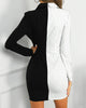 Slim Button Long Sleeve Dress