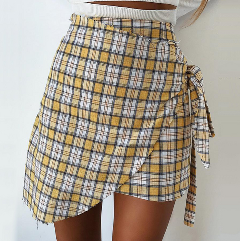 Solid Color Khaki Irregular Skirt