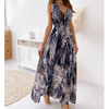 Elegant V-neck Sleeveless Backless Printed Dress