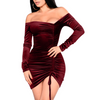 Fashion Long Sleeve Sexy High Waist Dress