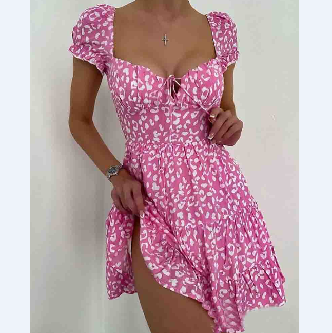 Pink Short Sleeve Mini Dress