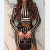 Women's Striped Long Sleeve Sequin Dress