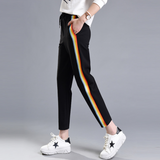 Fashion Casual Rainbow Stripe Print Strappy Sweatpants Leisure Pants Trousers