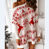 Round Neck Loose Jacquard Knitted Long Sleeve Dress