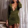 Sexy Women'S Long-Sleeved V-Neck Bag Hip Dress