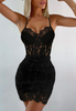 Women'S Sling Solid Color Lace Sleeveless Dress