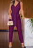 Solid Color Fashion Sexy V-Neck Sleeveless Jumpsuit