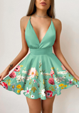 V-Neck Sling Print Sleeveless Dress