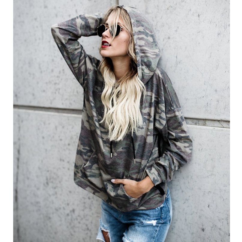Women'S Long-Sleeved Hooded Printing Sweater