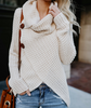 Solid Color Knitting High-Necked Long Sleeve Large Size Cardigan Sweater