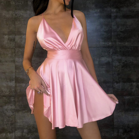 Women'S Solid Color Sexy Backless Dress
