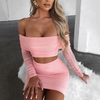 Solid Color One-Shoulder Backless Dress Suit