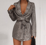 Casual Long-Sleeved Sequin Dress