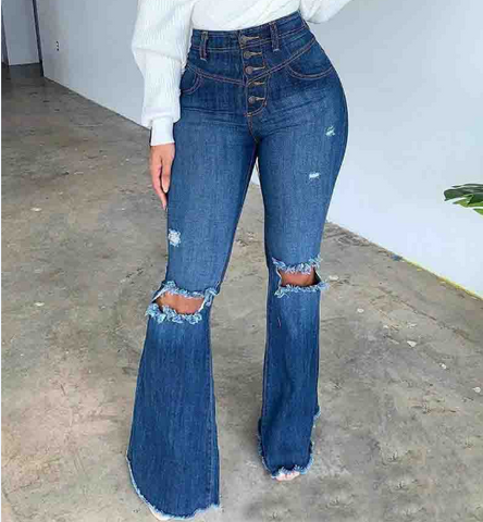 Women'S Torn Zipper Stitching Jeans