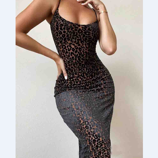 Skinny Leopard Sling Sleeveless Dress