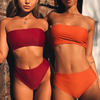 Solid Color Sexy High Waist Bikini Swimsuit