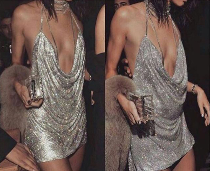 Sexy Sequined Low-Cut Dress