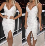 Solid Color Sequins Sling Sexy Dress