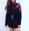 Embroidered Long-Sleeved Round Neck Sweater