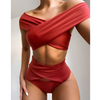 Red Word Collar Bikini Sexy Split Swimsuit