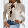 Fashion Bowknot Long Sleeve Chiffon Shirt Top