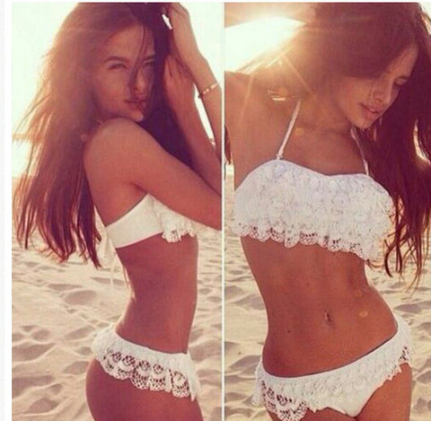 Sexy White Sling Two Piece Swimsuit