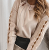 Fashion Solid Color Women's Long Sleeve Lace Top