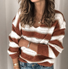 Long Sleeve Knit Casual V-Neck Striped Sweater