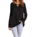 Solid Color Round Neck Long Sleeve Large Size Button Shirt