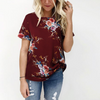 Round Neck Chiffon Print Short-Sleeved T-Shirt