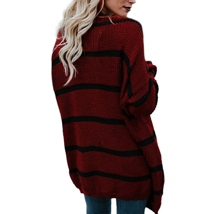 Fashion Loose Striped Knit Cardigan Sweater