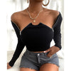 Fashion Zipper Design Slim Knit T-Shirt Tops