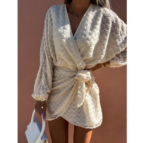 V-Neck Sexy Casual Long-Sleeved Printed Dress