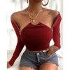 Fashion Zipper Design Slim Knit T-Shirt Tops